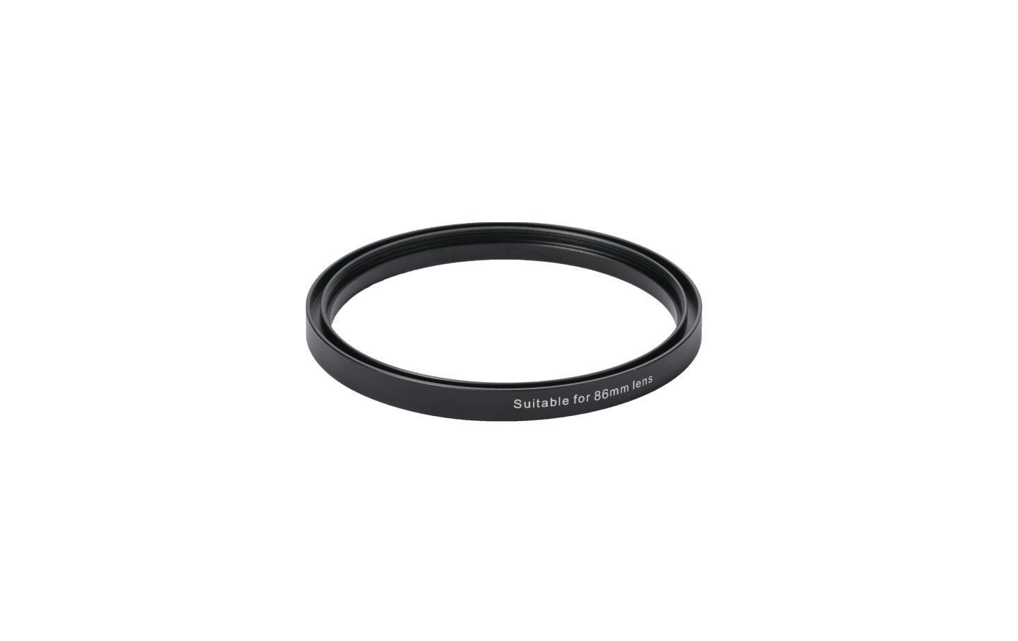 86 mm Adapter RingErmöglicht die Montage der Mirage Matte Box an einem Filmobjektiv mit einem Frontdurchmesser von 86 mm