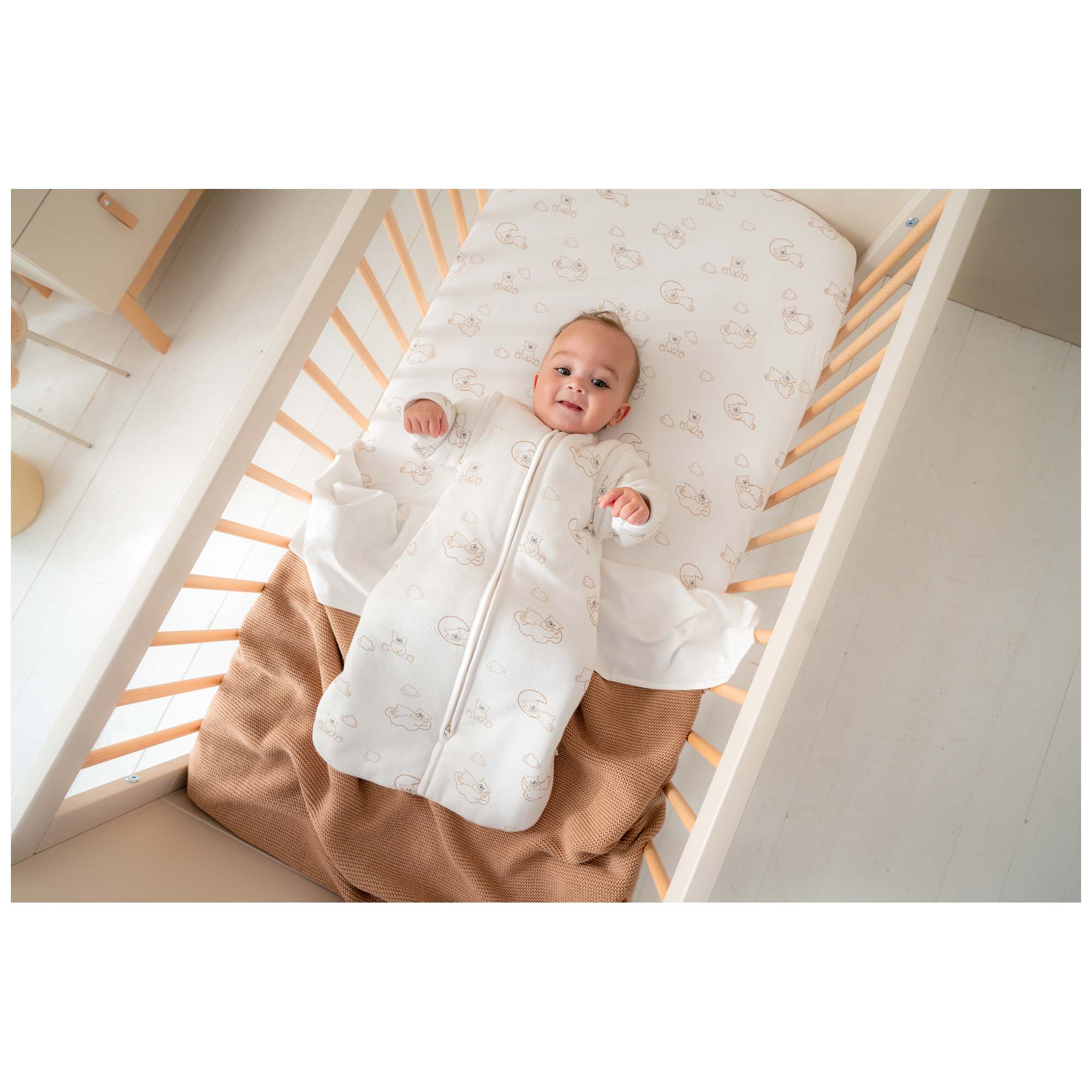 Prenatal wieg hoeslaken Beren wit