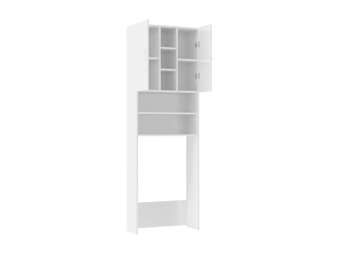 Meuble pour machine à laver blanc brillant 64x25,5x190 cm