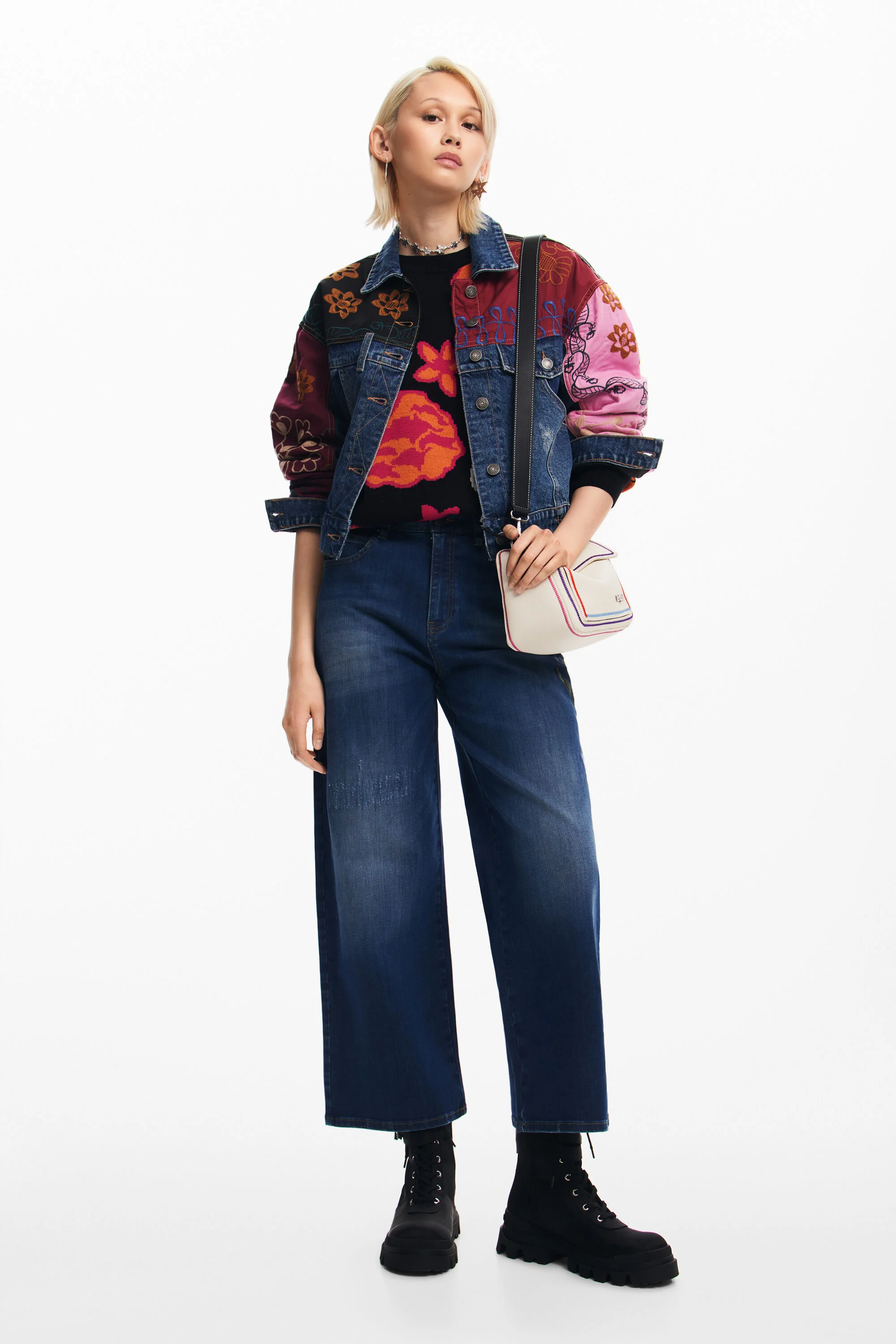 Jaqueta patchwork de jeans