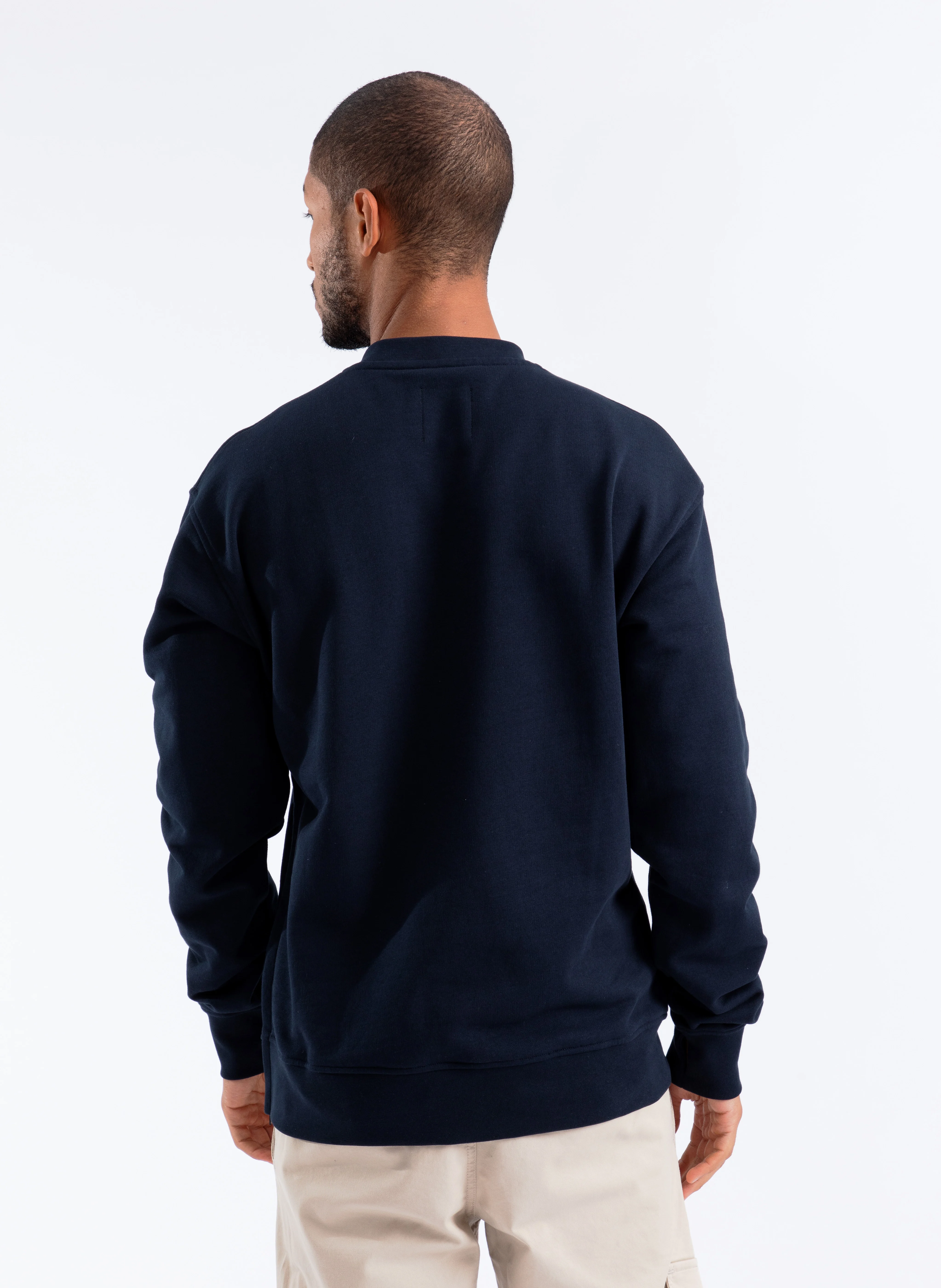HORIZON - Sweat droit col rond en coton biologique | Bleu