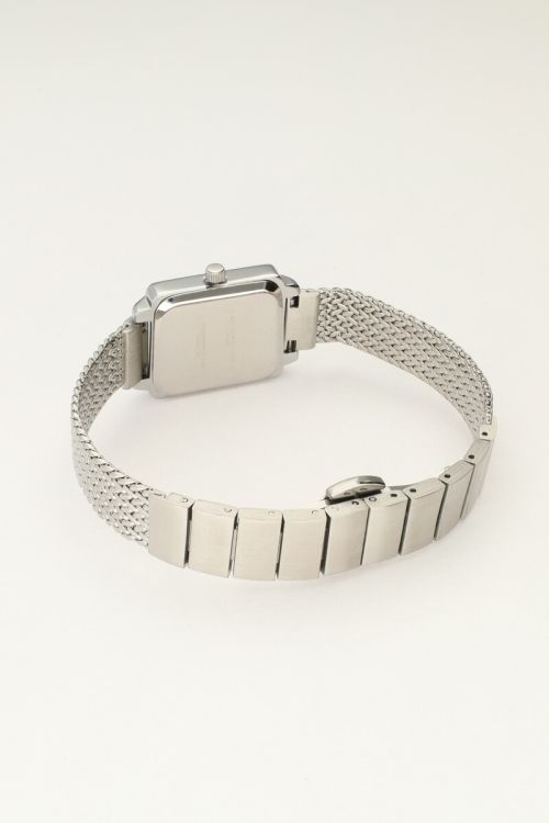 Vierkant horloge met gevlochten schakelband