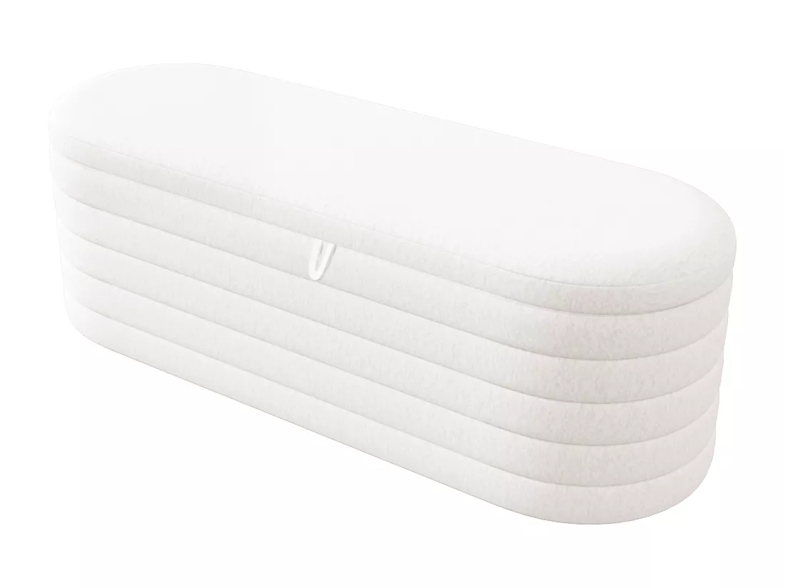 Banc coffre de rangement en Flanelle - 120 x 40 x 40 cm - Blanc