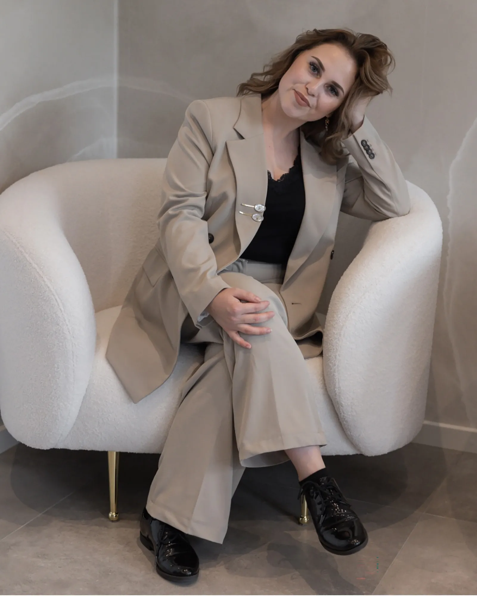 Fauteuil LOEN Bouclé Wit