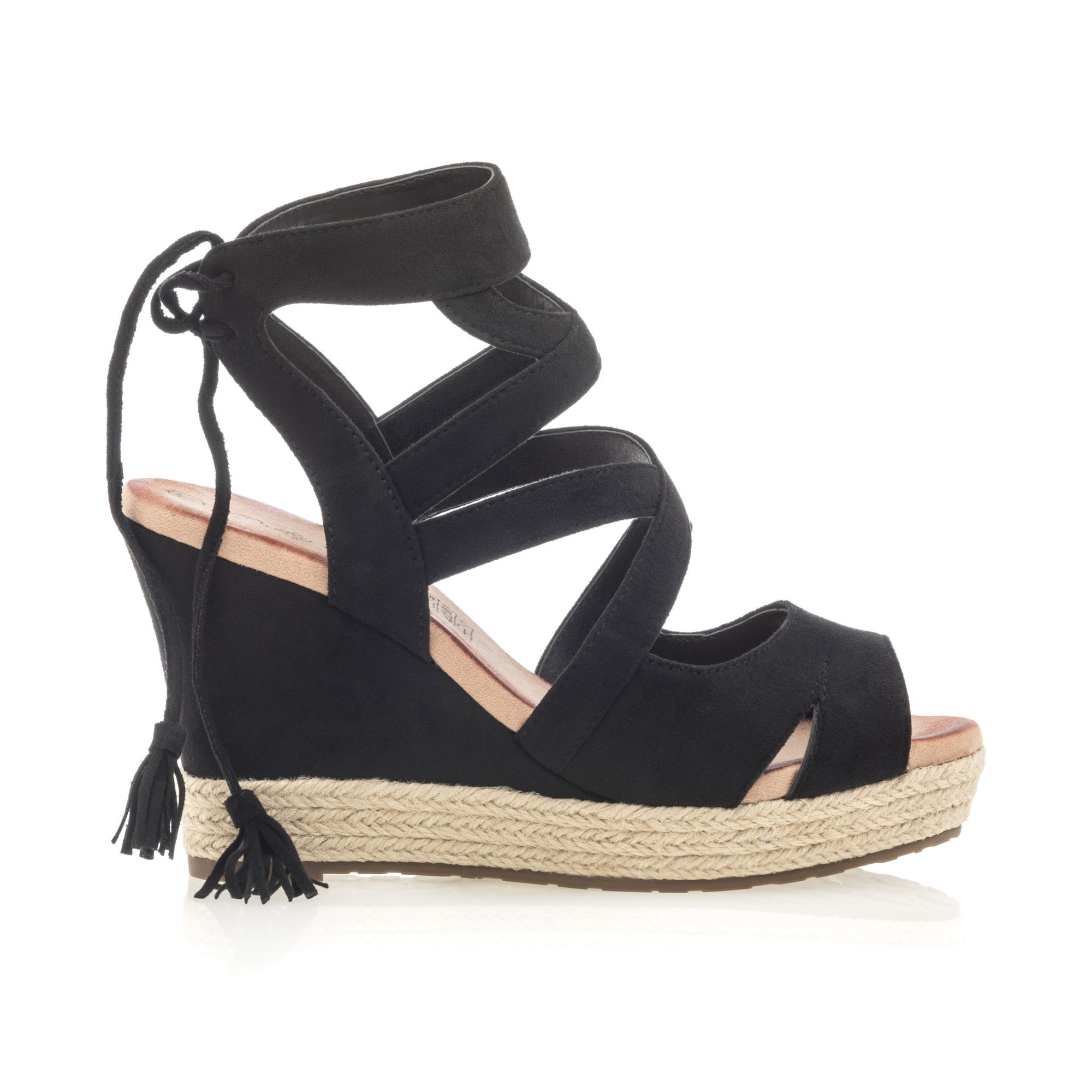 Nu-pieds à talon compensé Femme noir