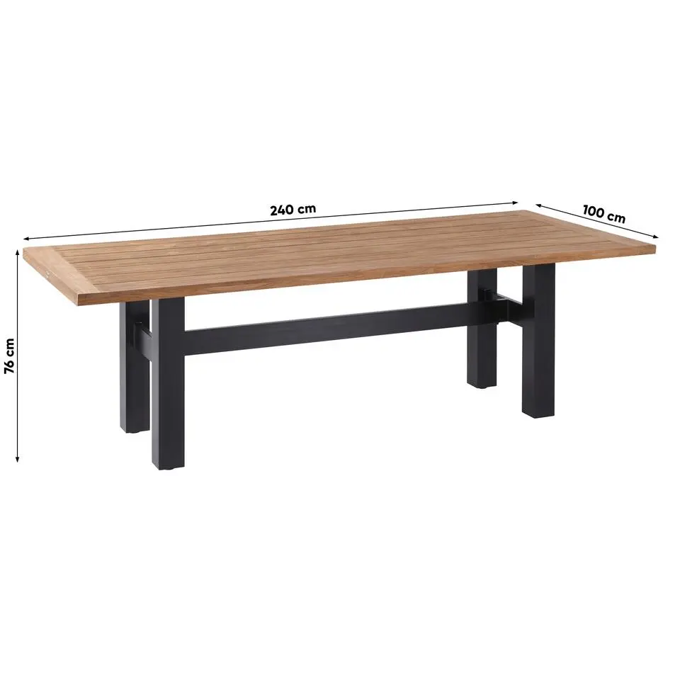 Hartman Heron dining tuintafel 240x100 cm. - Zwart/Teak