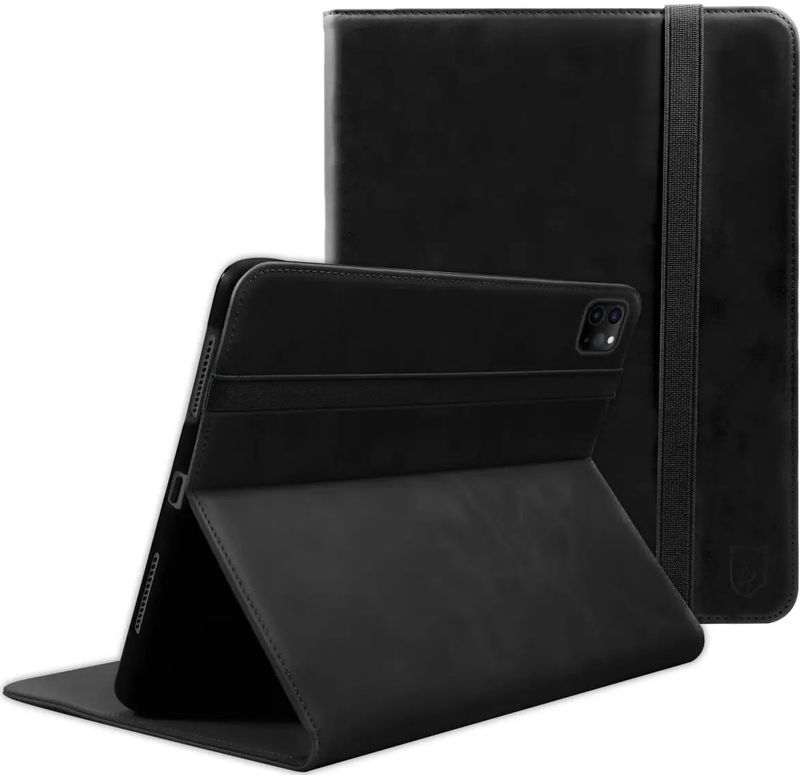 Rosso - Deluxe - Book Case - Echt Leer - Zwart - Voor Apple iPad Pro 12.9