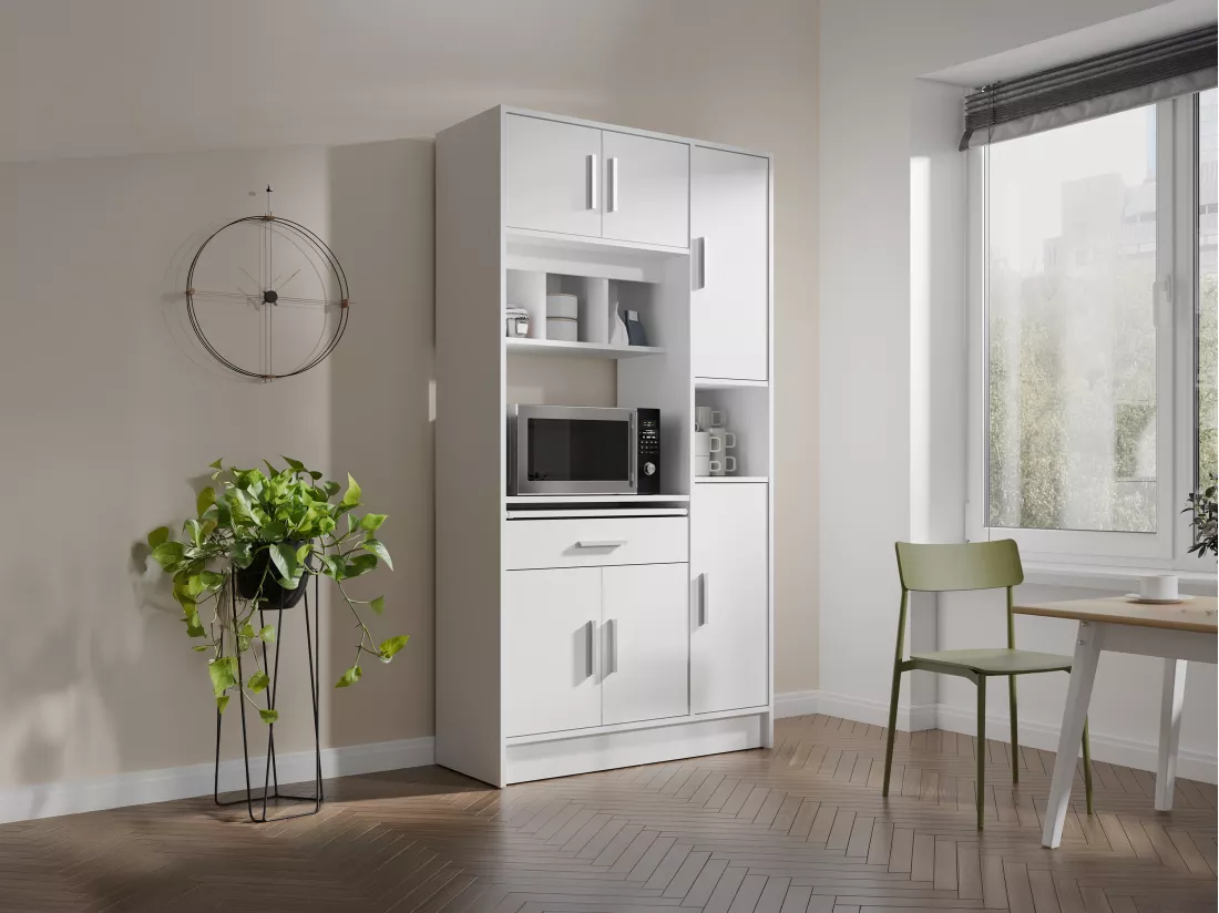 Buffet de cuisine avec 6 portes et 1 tiroir - Blanc - MADY II