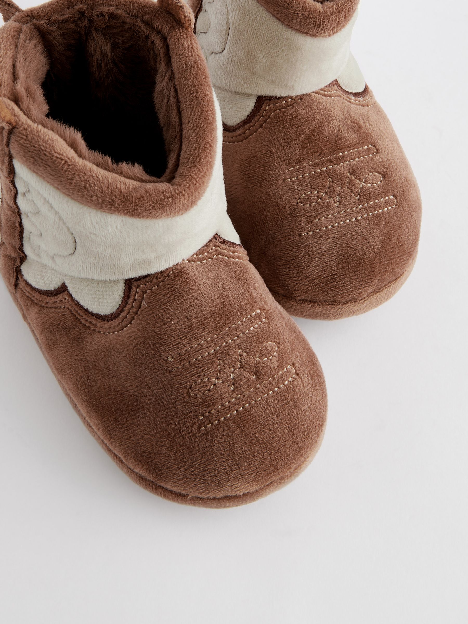 Bruin/crèmekleurig - Western Slipper Boots