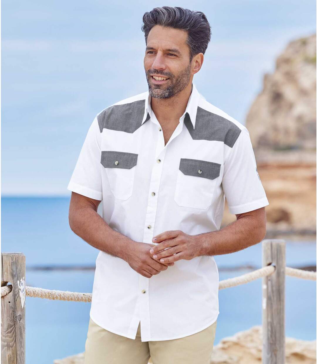 Chemise Blanche Détails Chambray