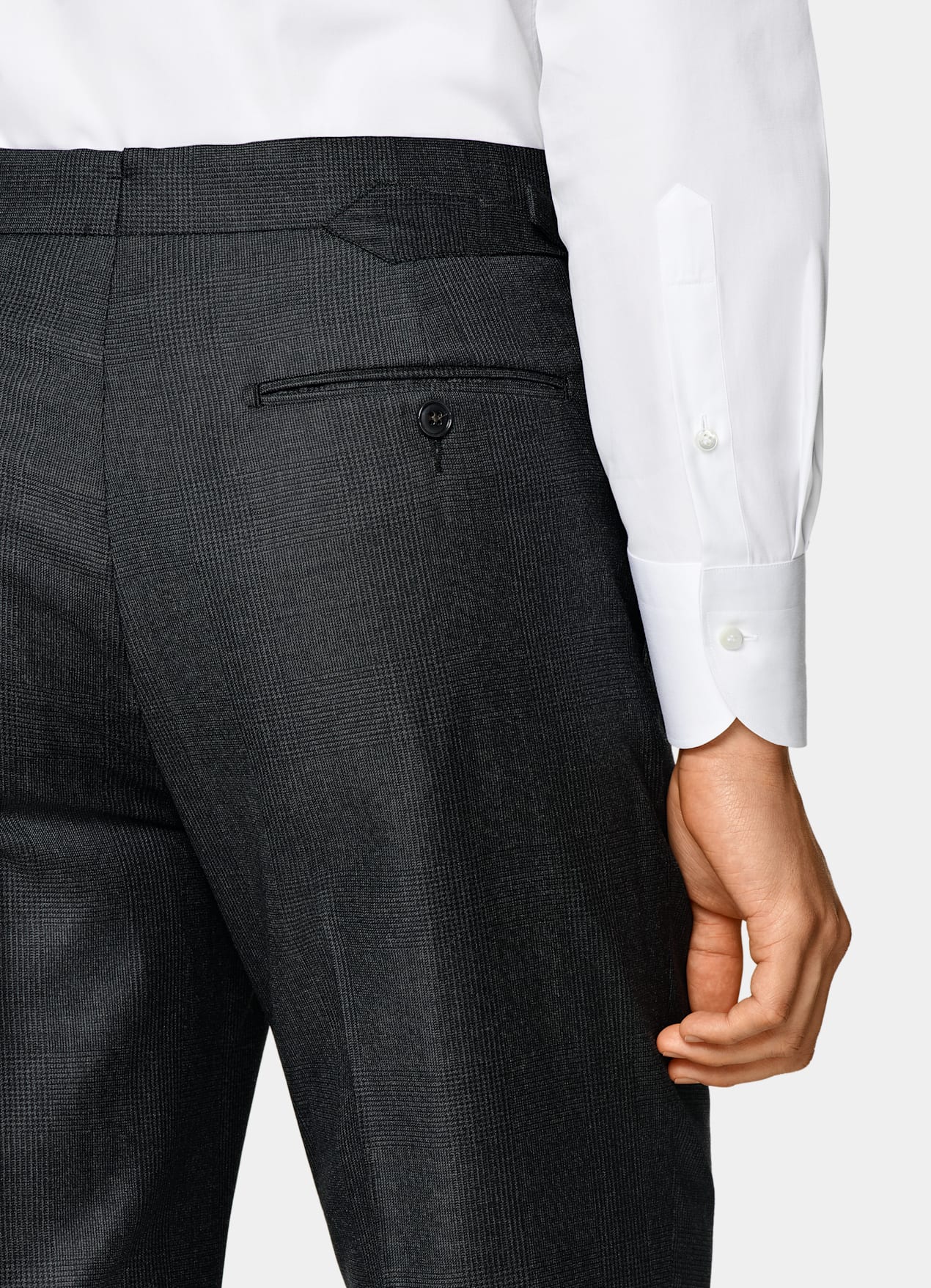 Costume Havana coupe Tailored gris foncé à carreaux