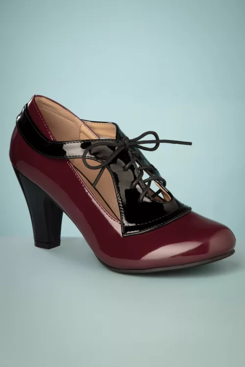 Banned Retro Retro influencer pumps in bordeaux en zwart