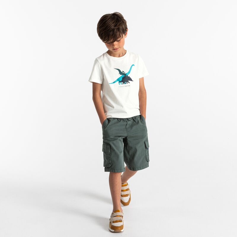 T-shirt motif dinosaures blanc garçon