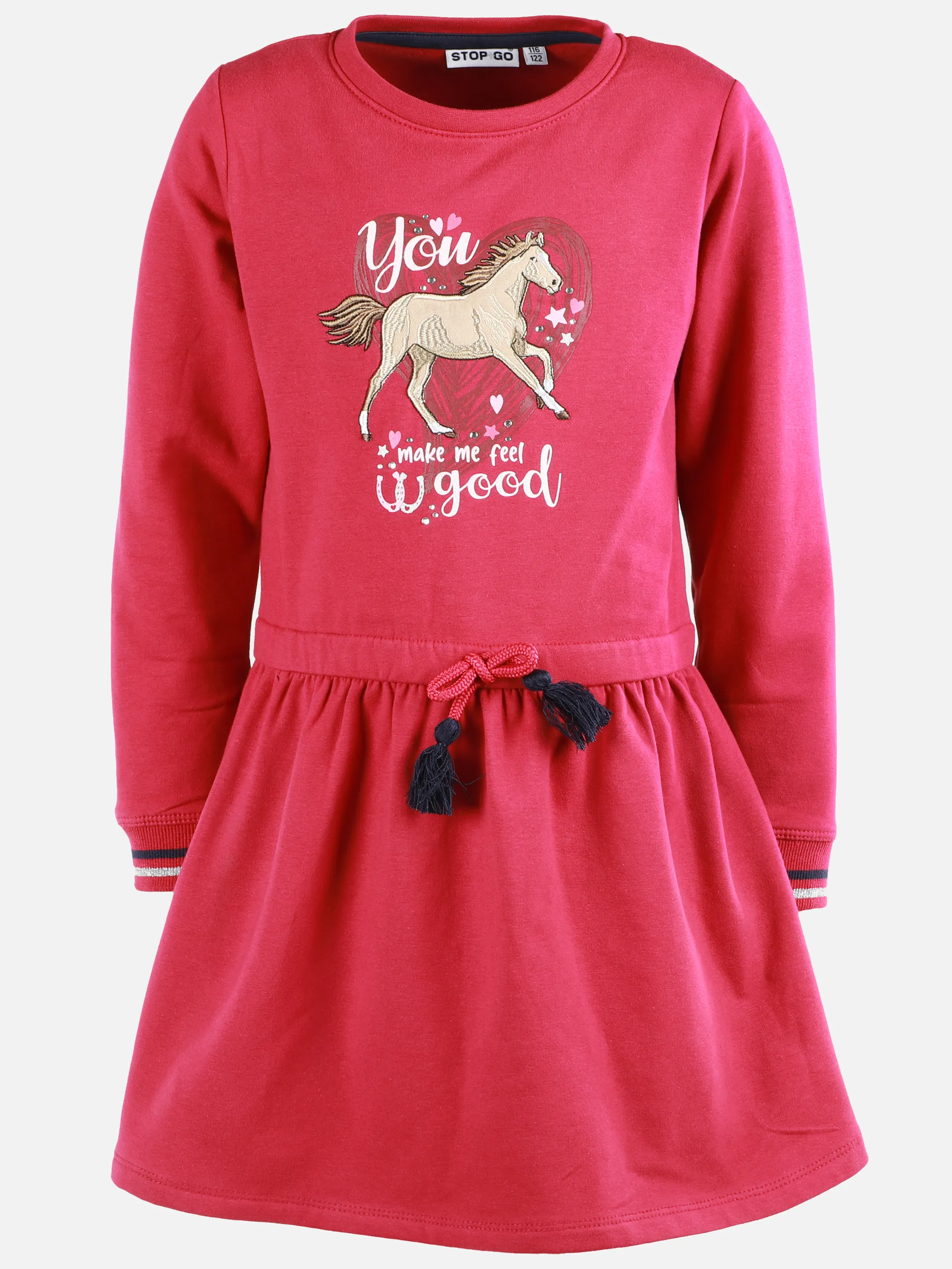 Mädchen Sweatkleid mit Pferdeprint und Glitzersteinchen