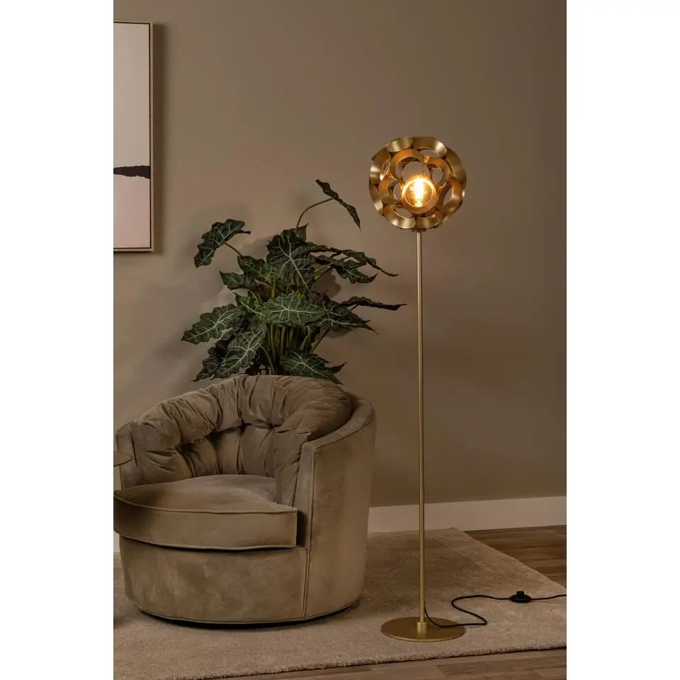 Lucide HANNELORE Vloerlamp - Mat Goud / Messing