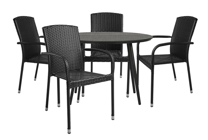 Havestol Lissabon stabelbar sort - Sunlife