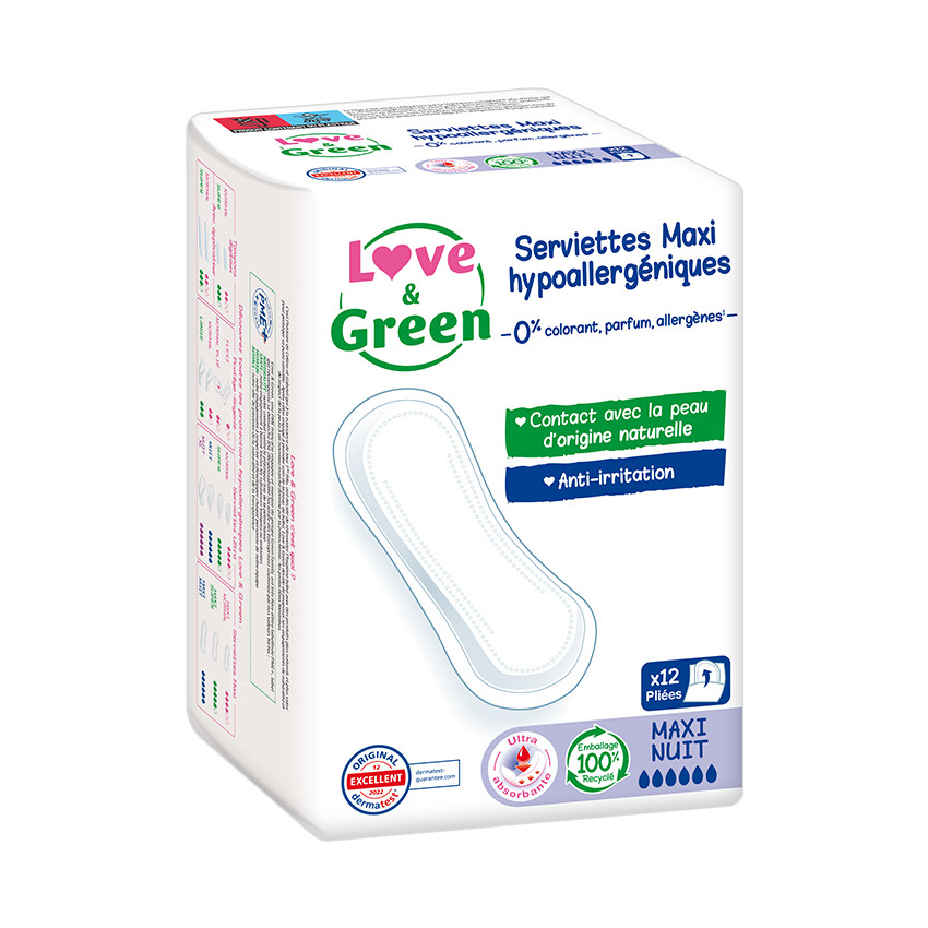 Lot de 12 serviettes maxi nuit sans ailettes