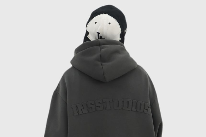Banash - Fleecegevoerde hoodie met rits en letters