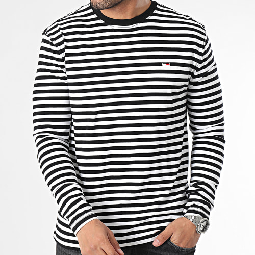 Tee Shirt Manches Longues Basic Striped 8254 Blanc Noir