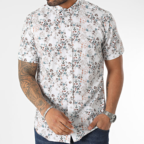 Chemise Manches Courtes Blanc Floral
