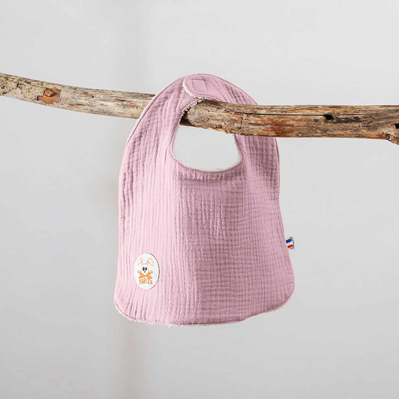 Papate Bavoir en Coton Bio rose - 20x25 cm