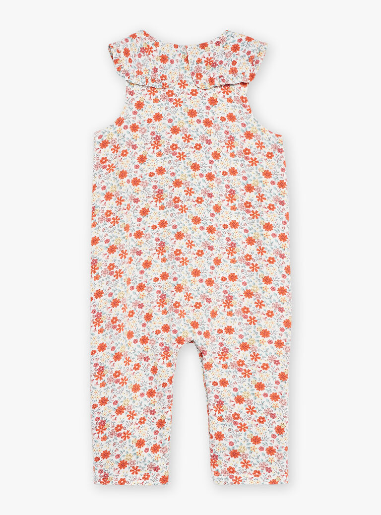 Salopette vanille en twill à imprimé fleuri