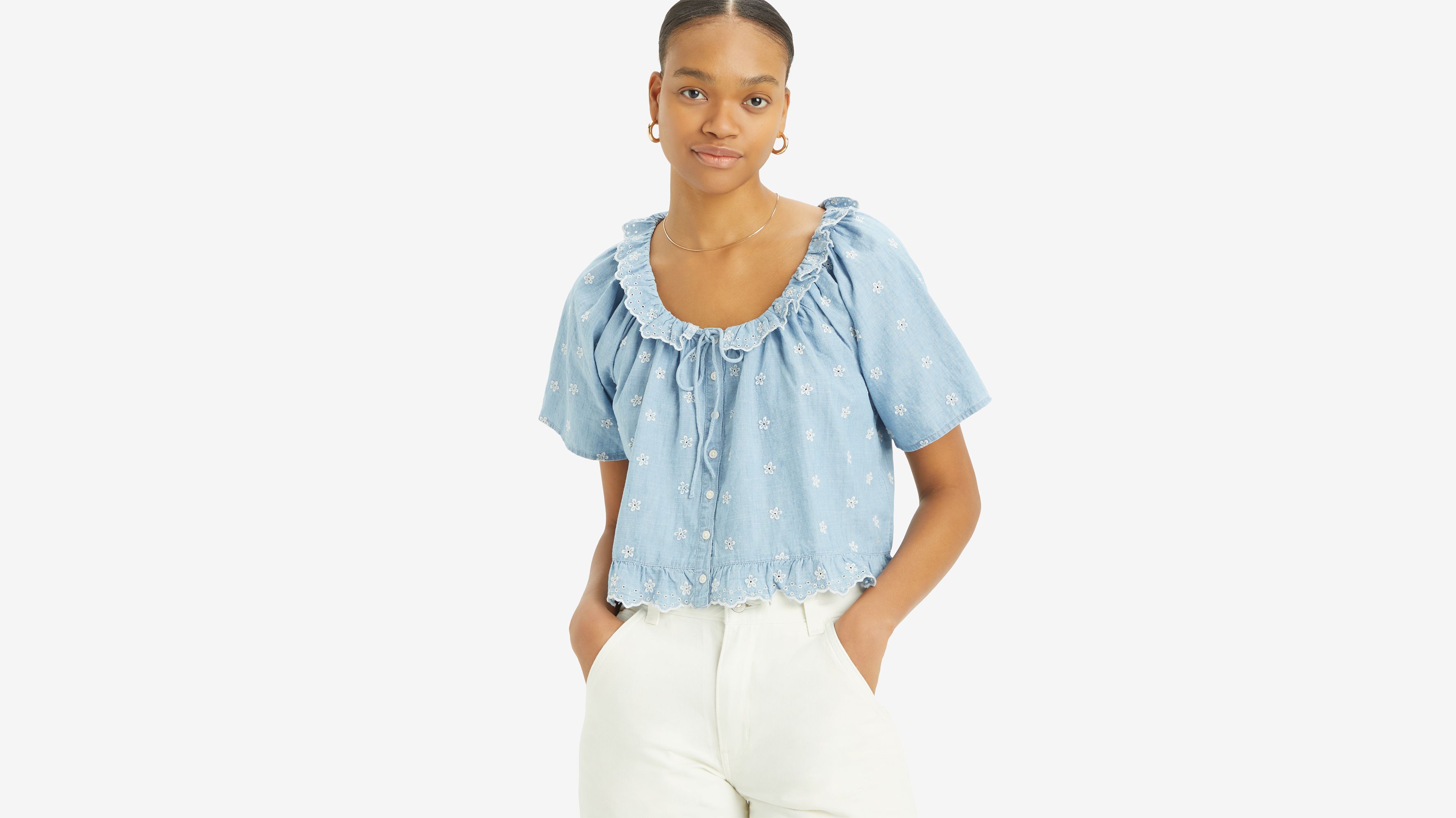 Blouse manche courte Lyka Lightweight - Serene Light Stone - Bleu