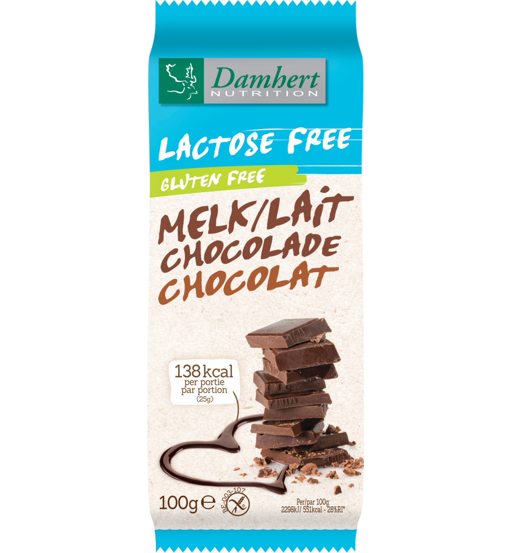 Damhert Chocoladetablet Melk Lactosevrij (100 gr)