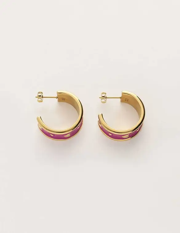 My Jewellery Sunrocks oorringen met hartjes paars MJ10254