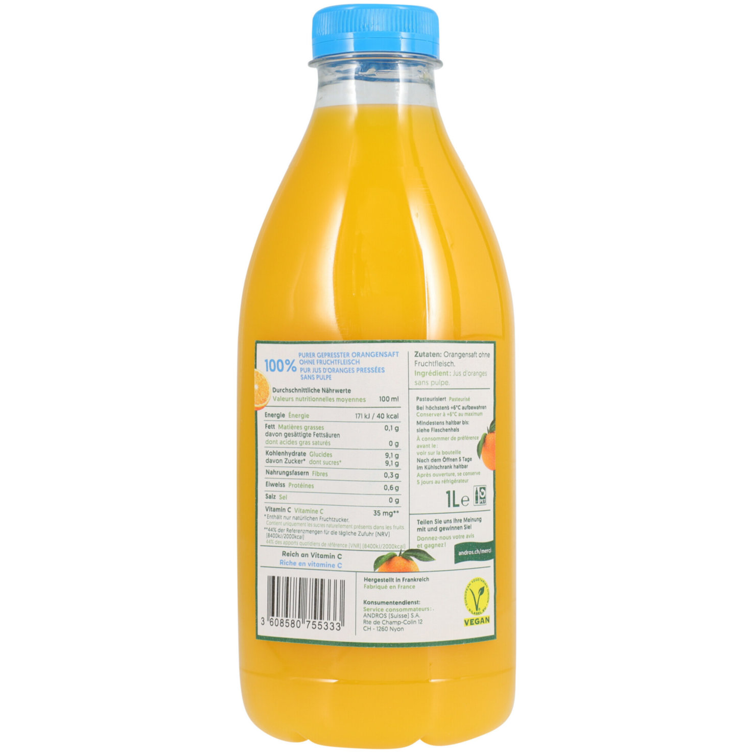Andros Orangensaft ohne Fruchtfleisch