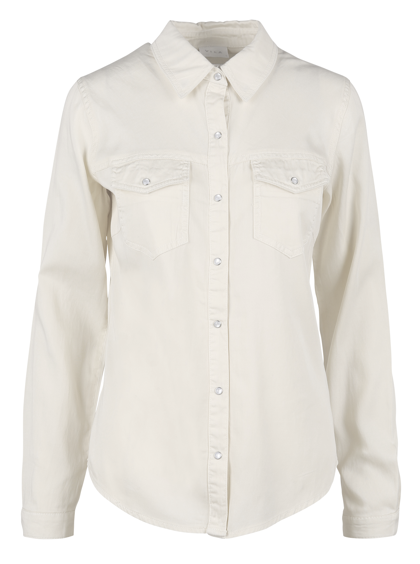 Chemise col classique boutonnée en jean | Beige