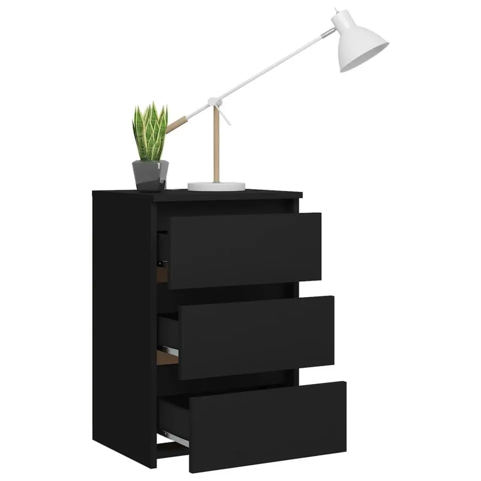 vidaXL - Nachtkastje - Zwart - Bewerkt hout - 2 stuks