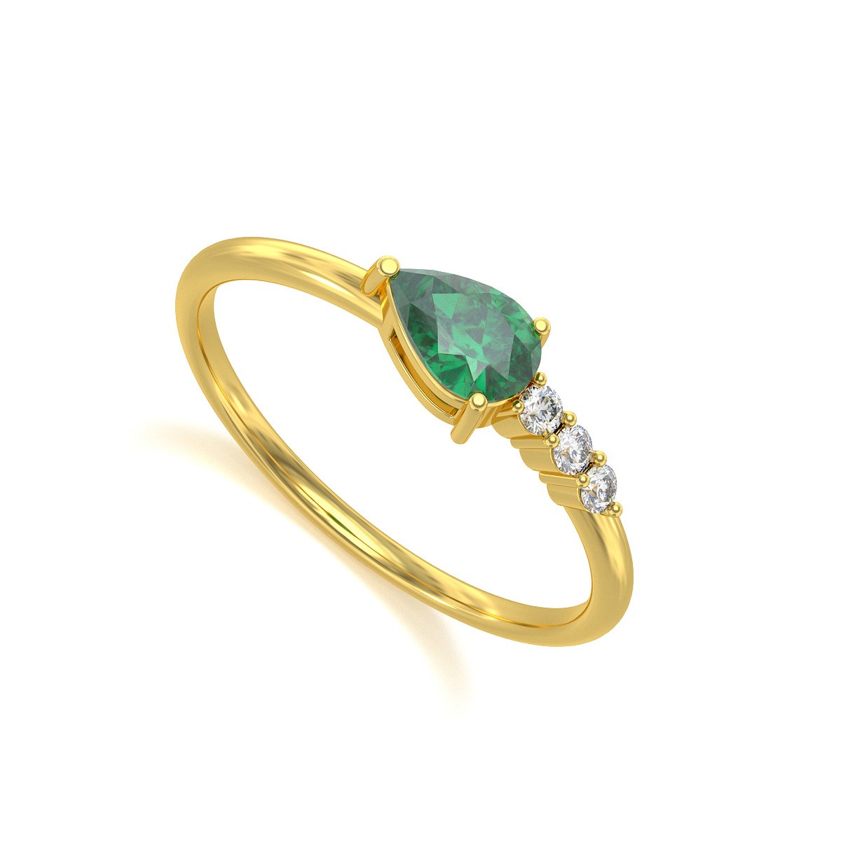 Bague ADEN Or 585 Jaune Emeraude et diamants 1.176grs