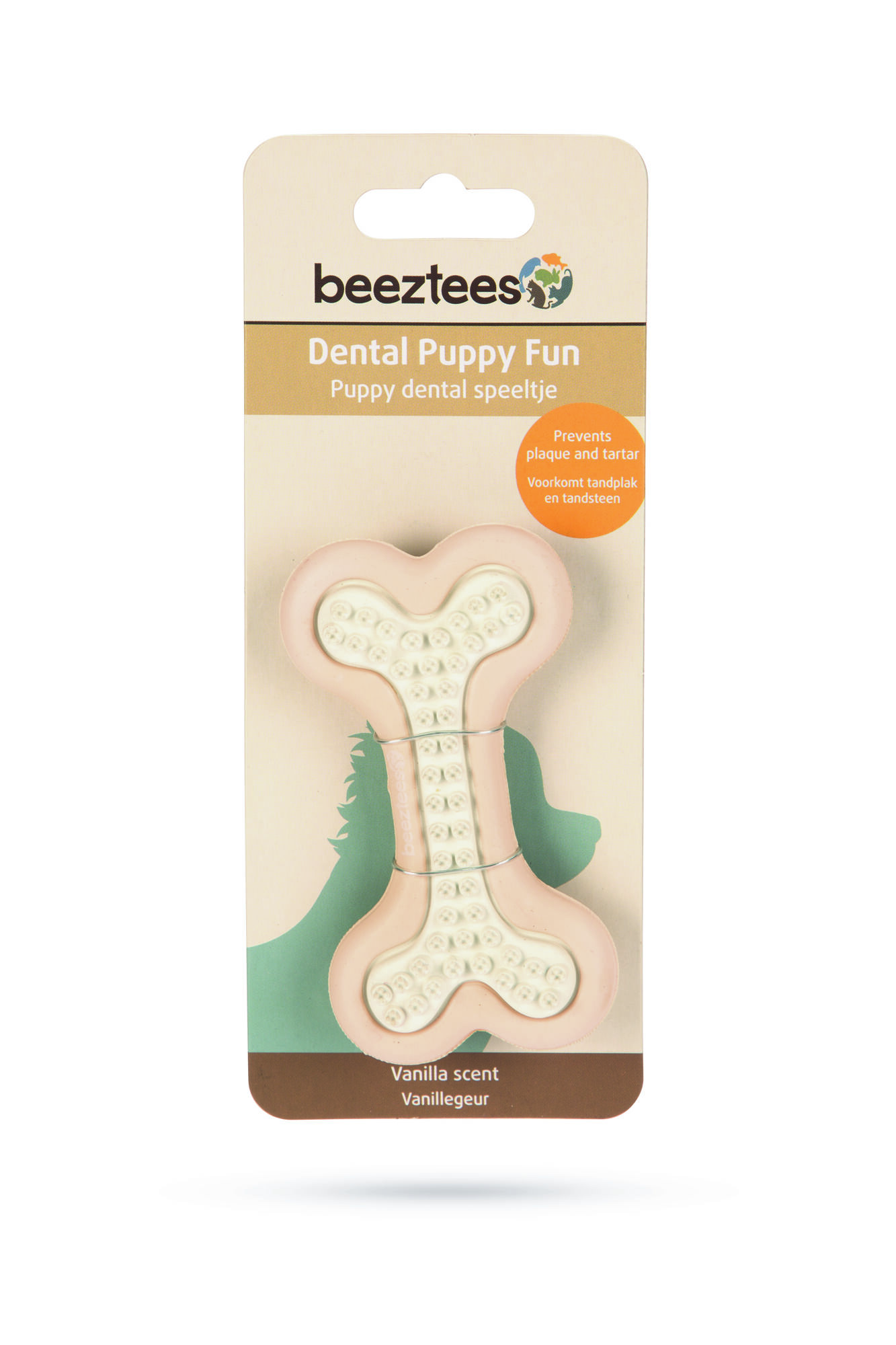 Beeztees Dental bot - Kauwspeelgoed puppy - roze - 18.5x7.5x2 cm