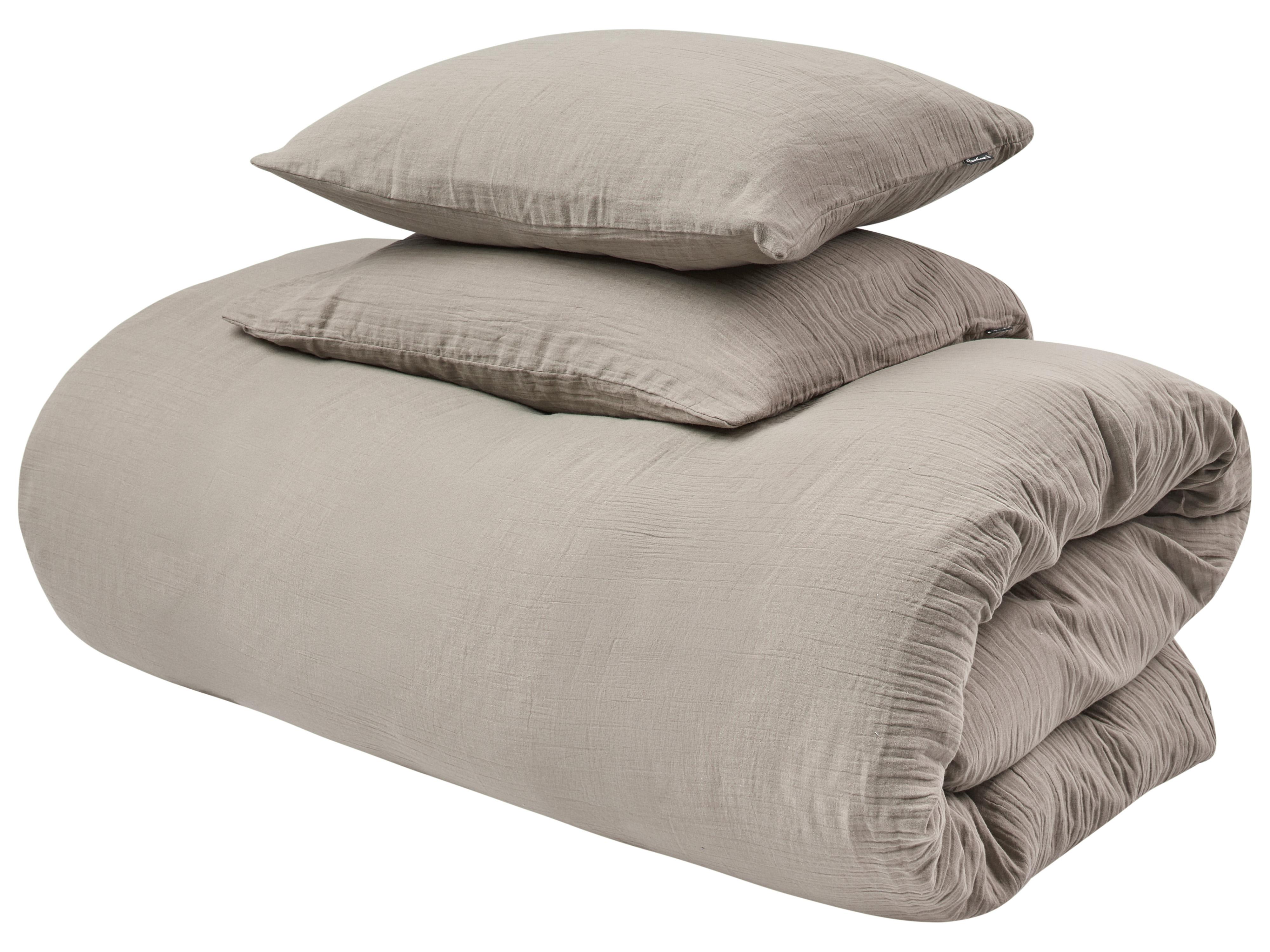 Dekbedovertrekset SUMNER Mousseline 220 x 240 cm Taupe
