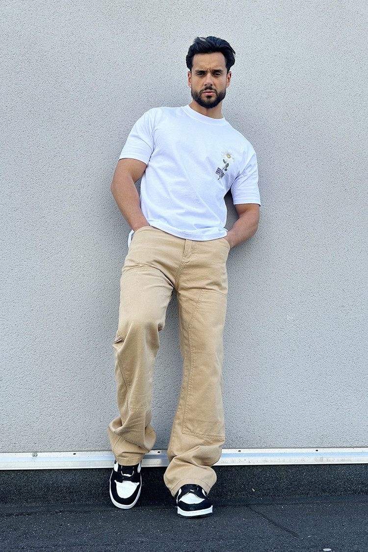Jeans baggy poche cargo beige