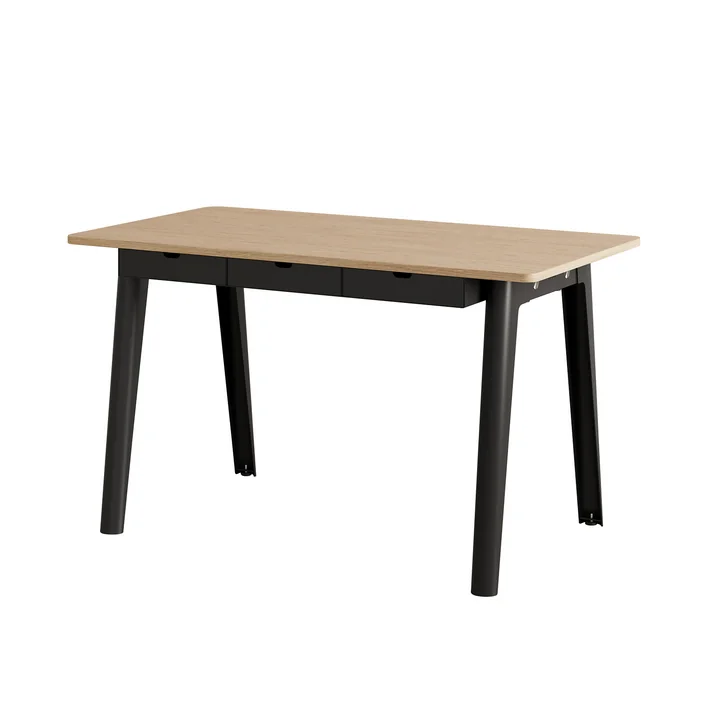 TipToe - NEW MODERN Schreibtisch mit Schubladen, 75 x 130 cm, Birke / graphite black