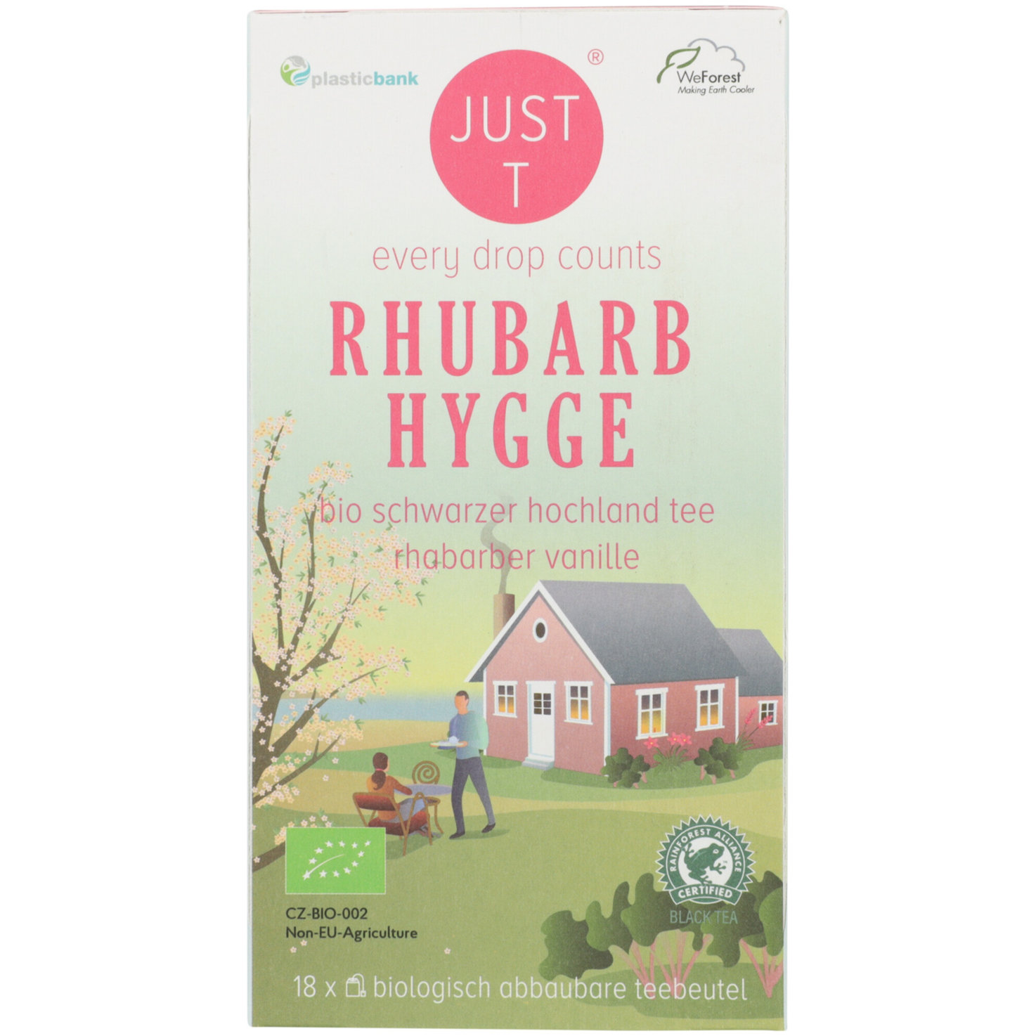 Just T Bio Rhubarb Hygge Schwarzertee Rhabarber Vanille 18 Beutel