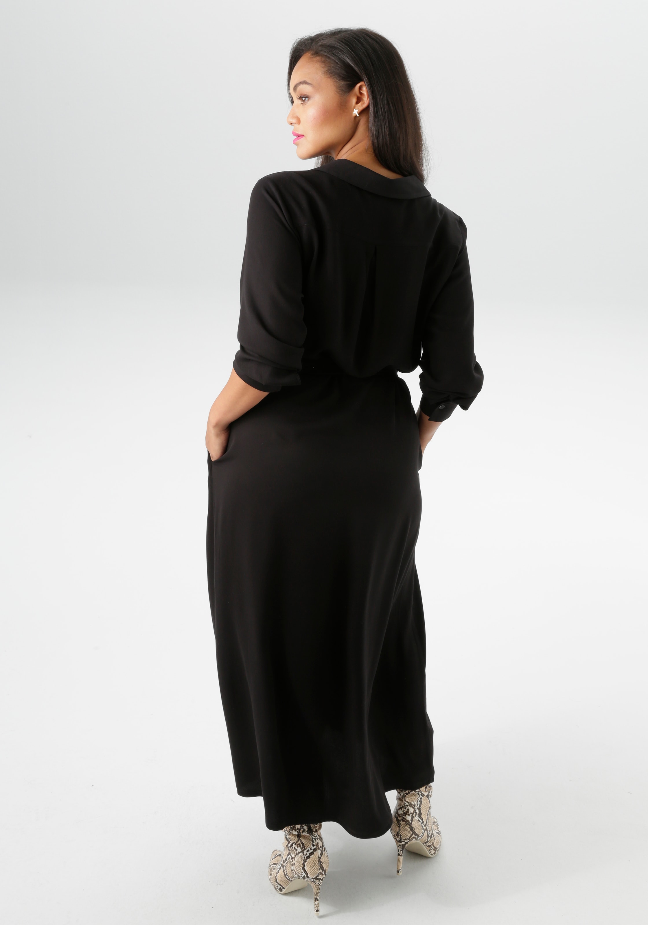 Aniston PLUS Blusenkleid Pattentaschen durchgeknöpftes Kleid aus weich fallender Viskose