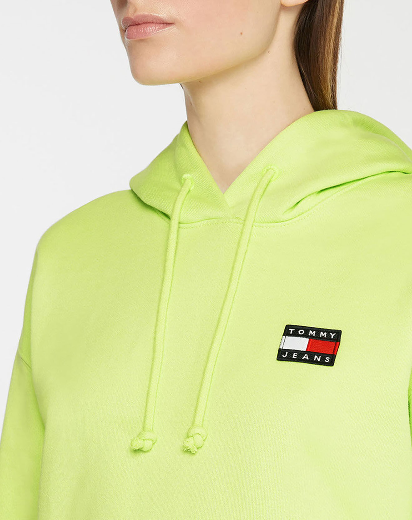 Tommy Jeans Sweat à capuche tommy badge vert fluo