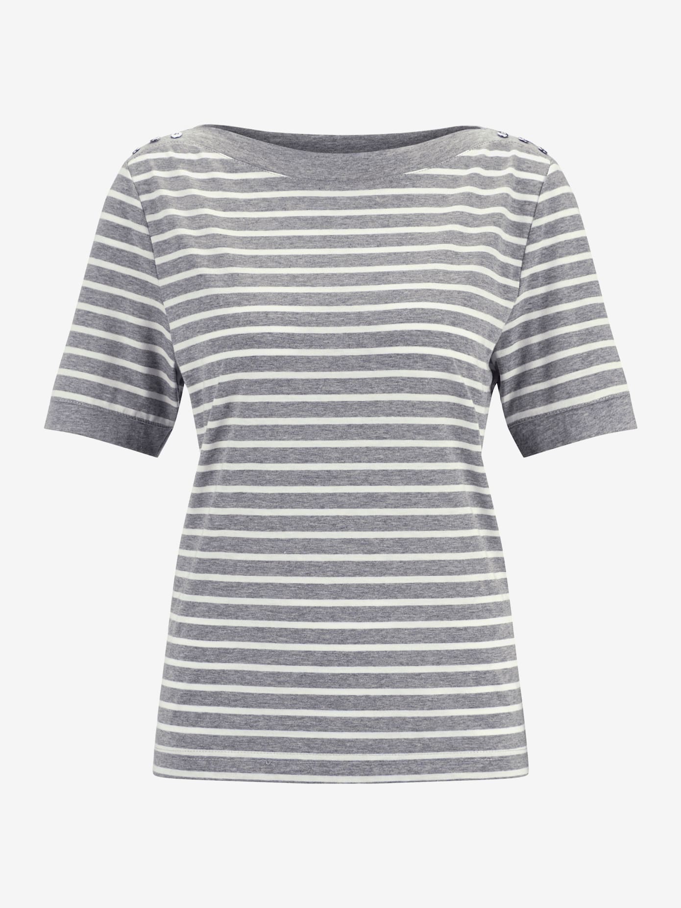 T-shirt à motifs rayures boutons sur les épaules