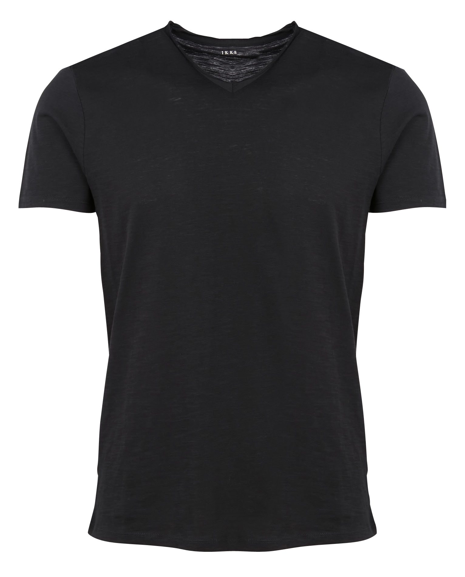 Tee-shirt col V regular-fit en coton | Noir
