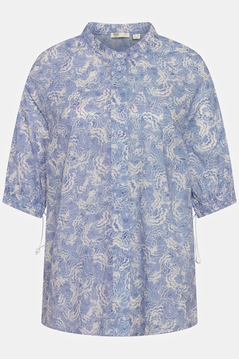 Bluse, A-Linie, Rundhals, 3/4-Arm, Biobaumwolle