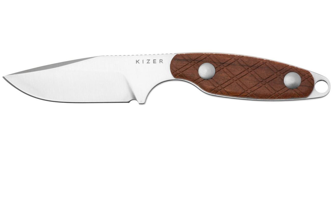 Kizer Vanguard Muskrat 1064A2, Stonewashed S35VN, Mkuruti Wood vaststaand mes, Derek Sharon design