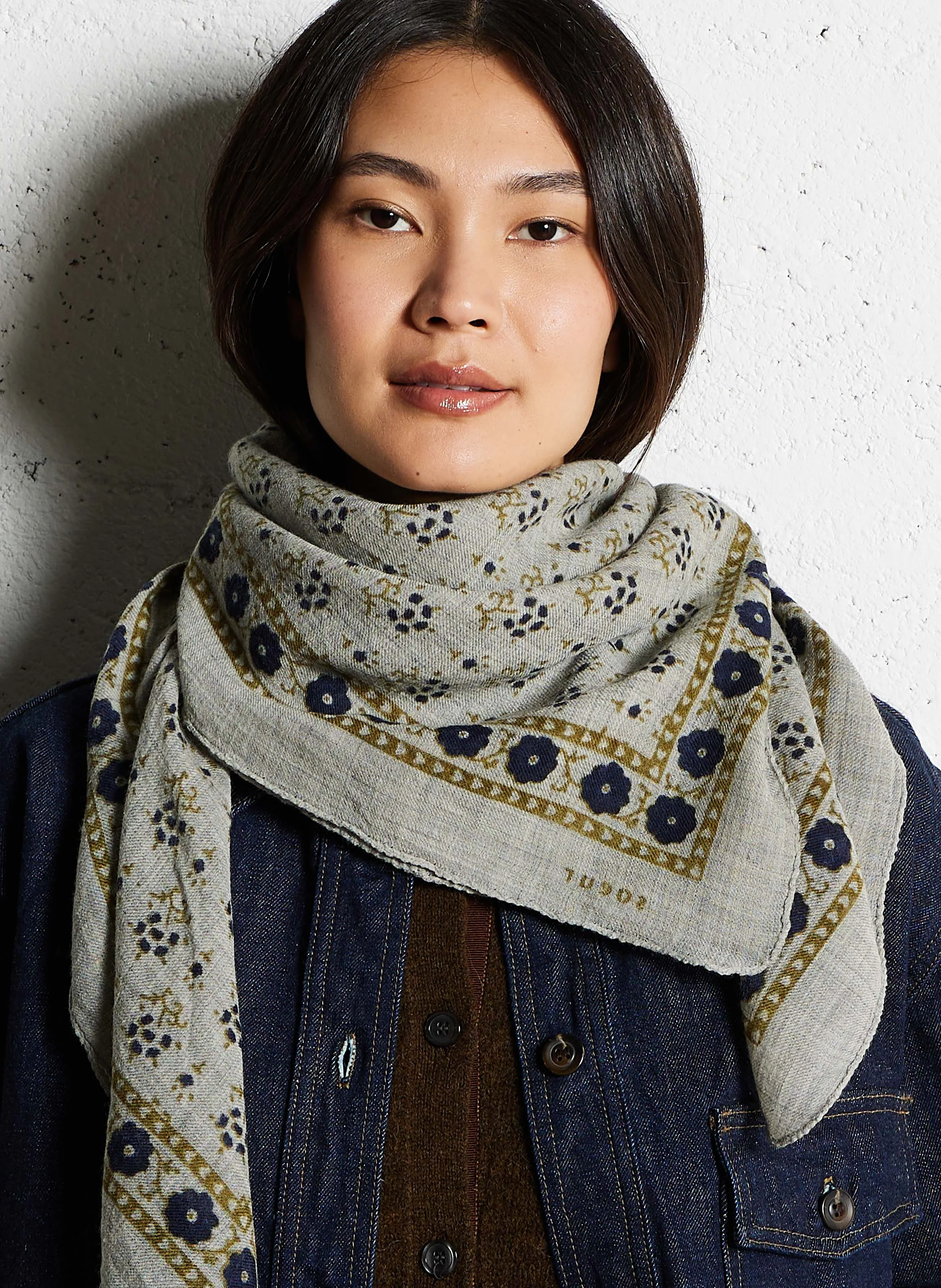 Foulard en twill de laine imprimé | Multicolore