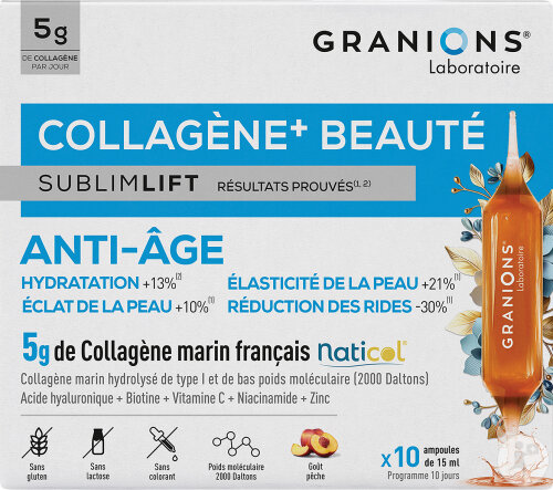 Granions Collagène+ Beauté Sublimlift Anti-Âge Collagène Marin Ampoules 10x15ml