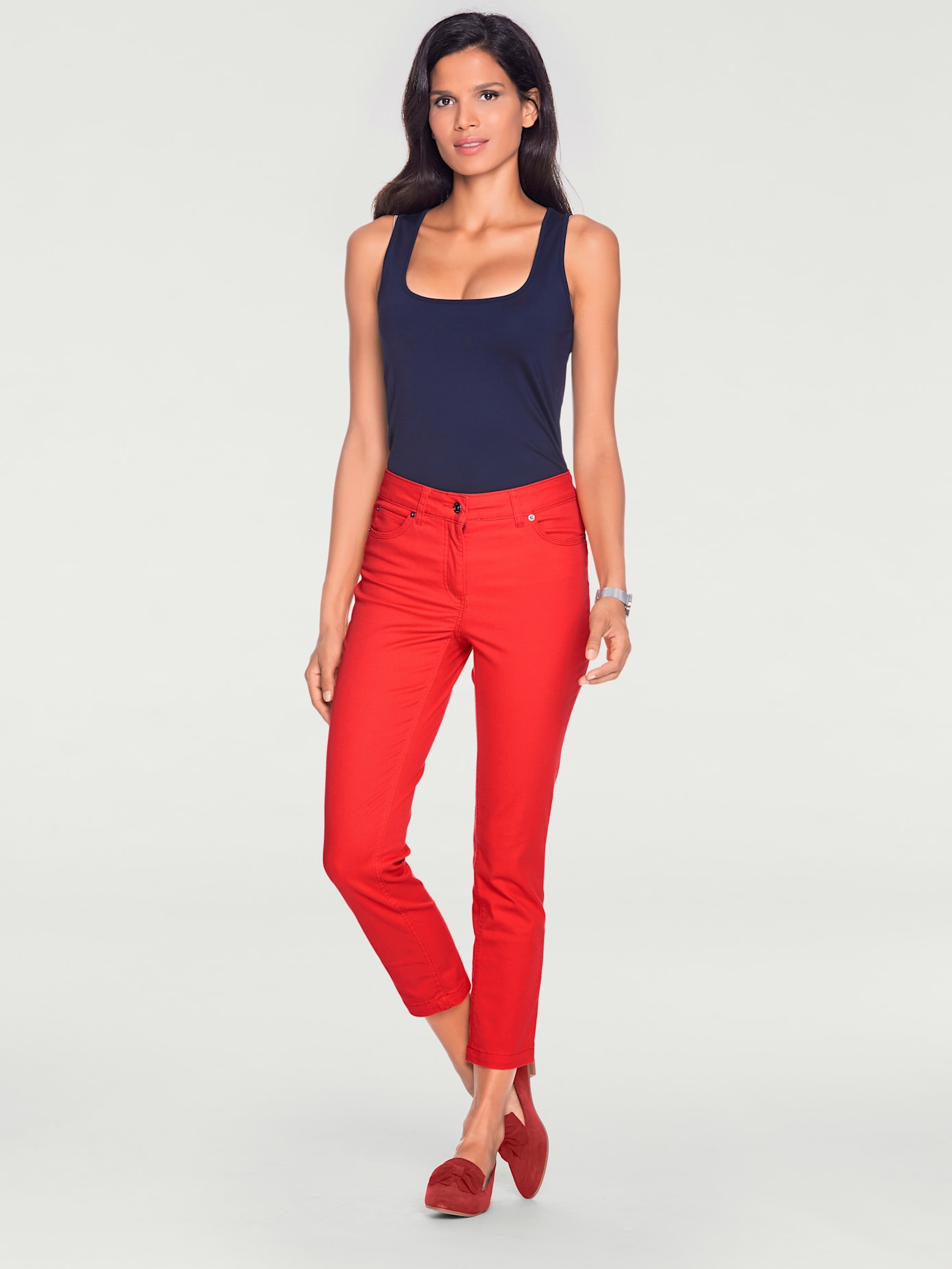 Jeans effet ventre plat longueur 7/8