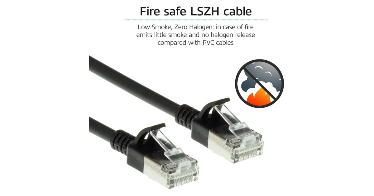 ACT ConnectivityLSZH U/FTP CAT6A datacenter slimline patchkabel snagless met RJ45 connectoren  (Zwart, 5 meter)