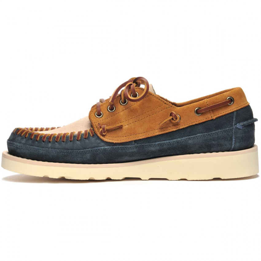 CAYUGA TAN PAPYRUS NAVY-Mocassin tricolore en daim graissé pour homme