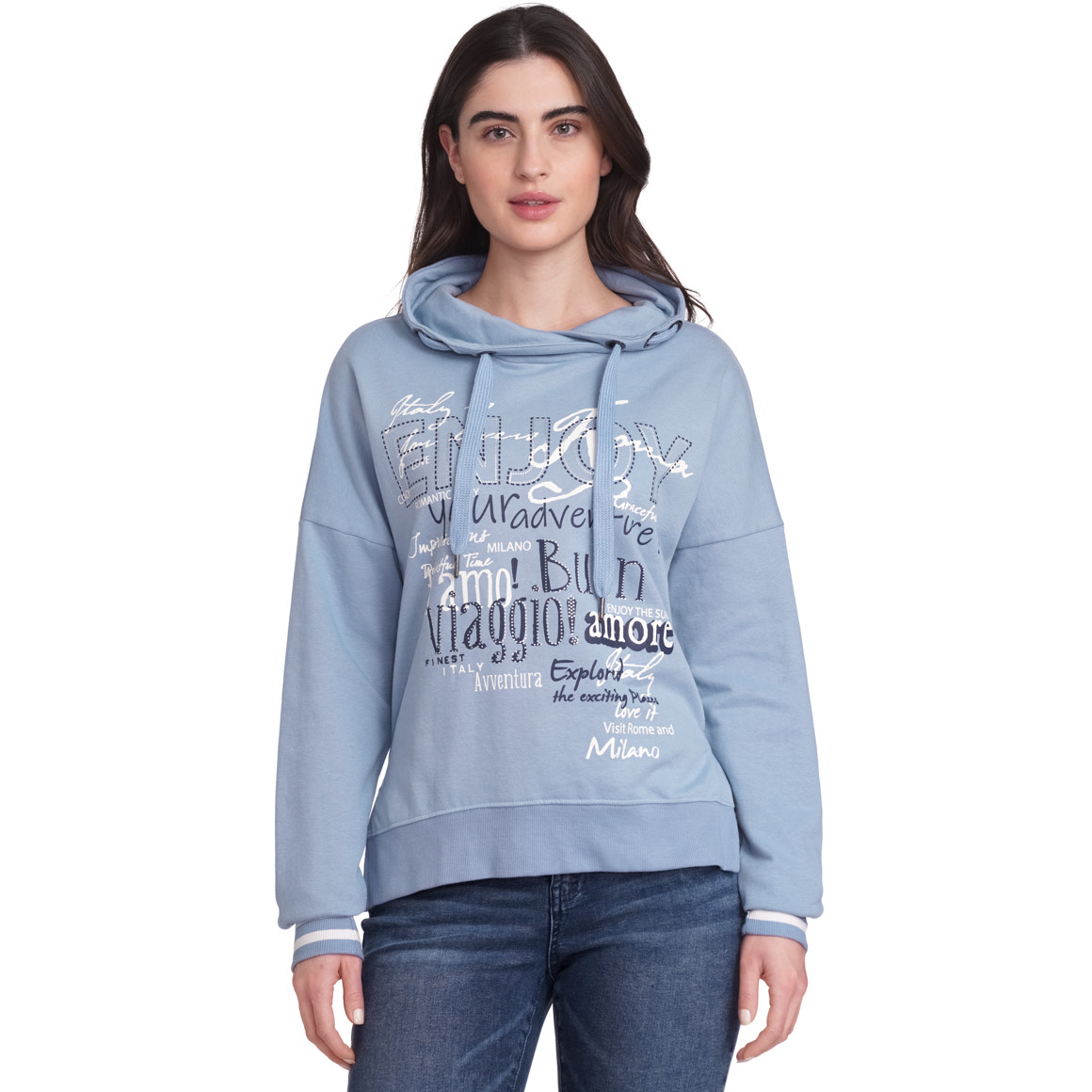 Gina Damen Sweatshirt mit Schriftzügen hellblau